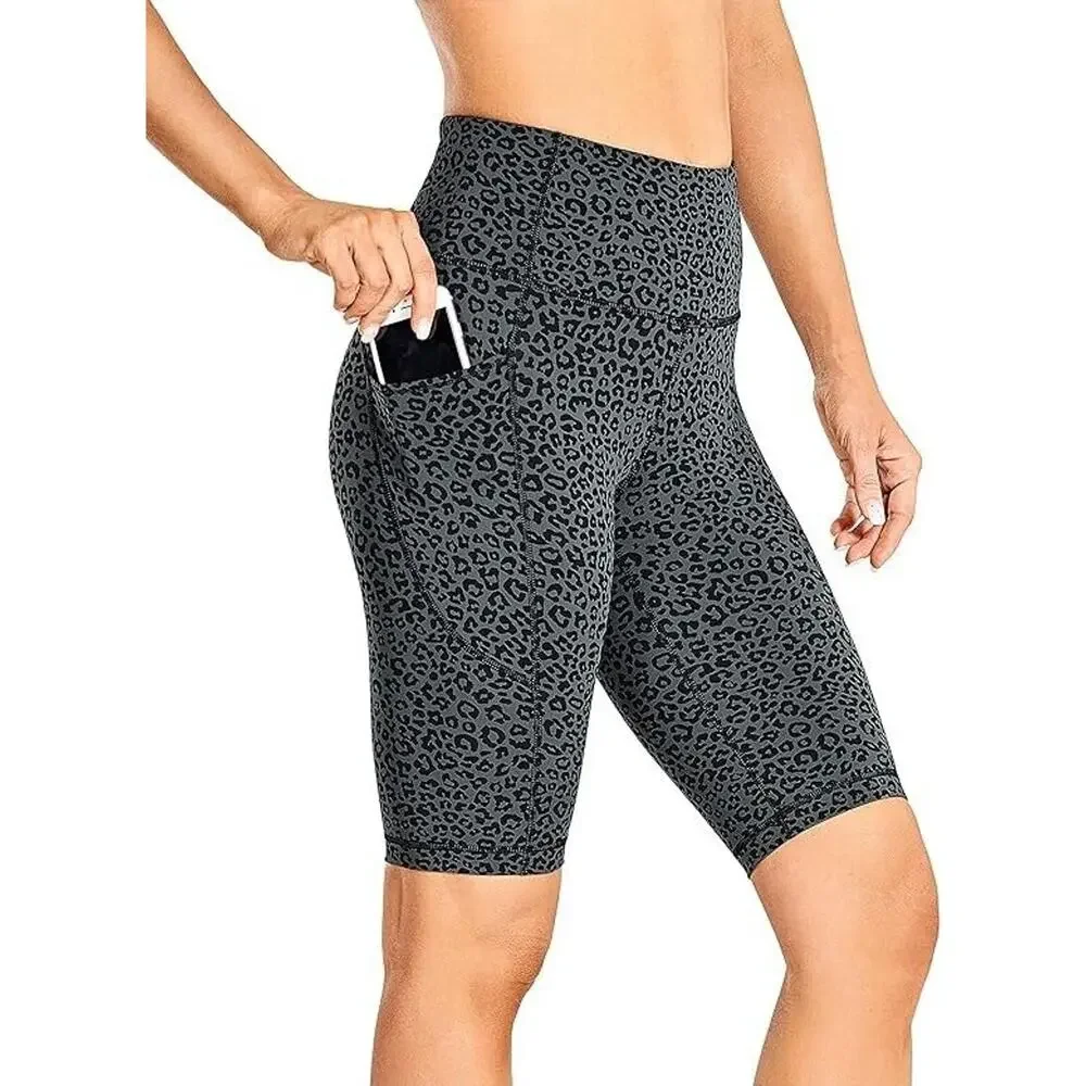 CRZ Yoga Biker Short Women S Small Leopard Multi High Rise Naked Feeling Pockets